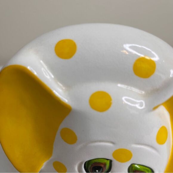Vintage Hayes Specialties Elephant Bank Stopper Yellow Polka Dots Made In Japan - Picture 10 of 16